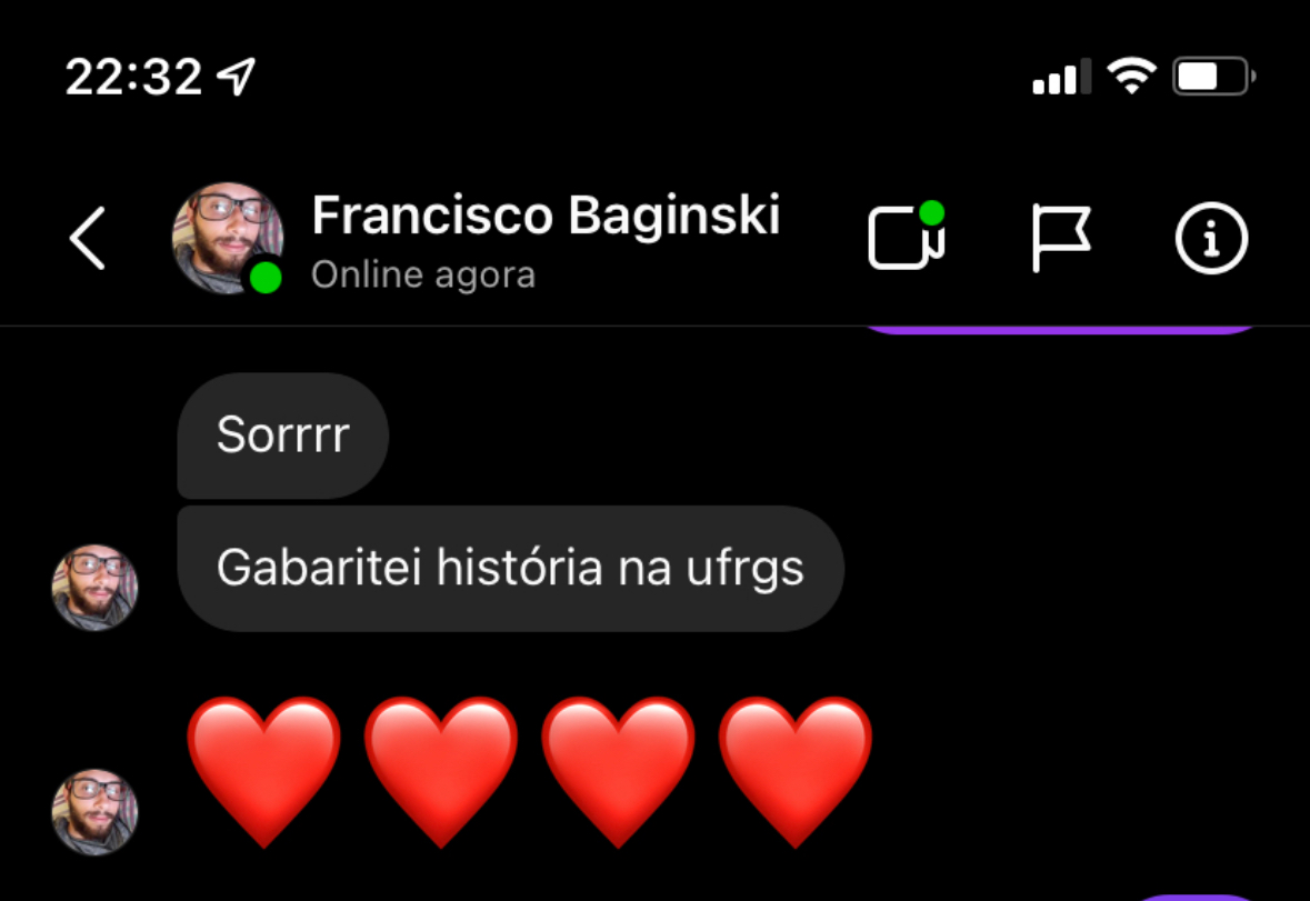 Francisco Baginski — gabaritou História na UFRGS