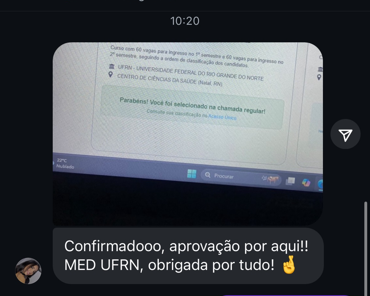 Aluna — aprovada em Medicina na UFRN