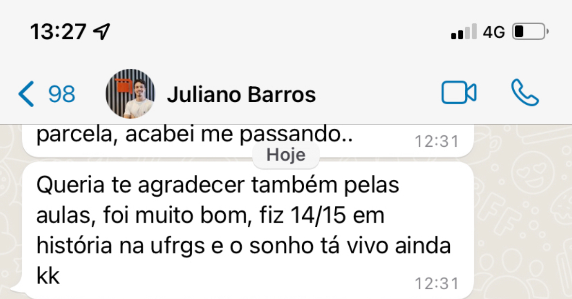 Juliano Barros — 14/15 em História na UFRGS