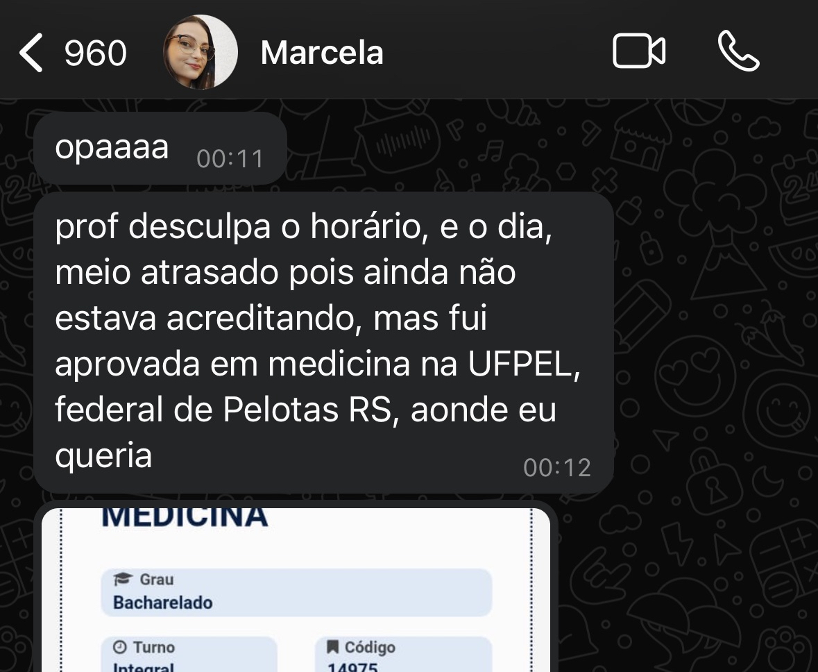 Marcela — aprovada em Medicina na UFPEL